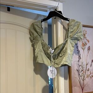 Princess Polly Olive Drawstring Crop Top